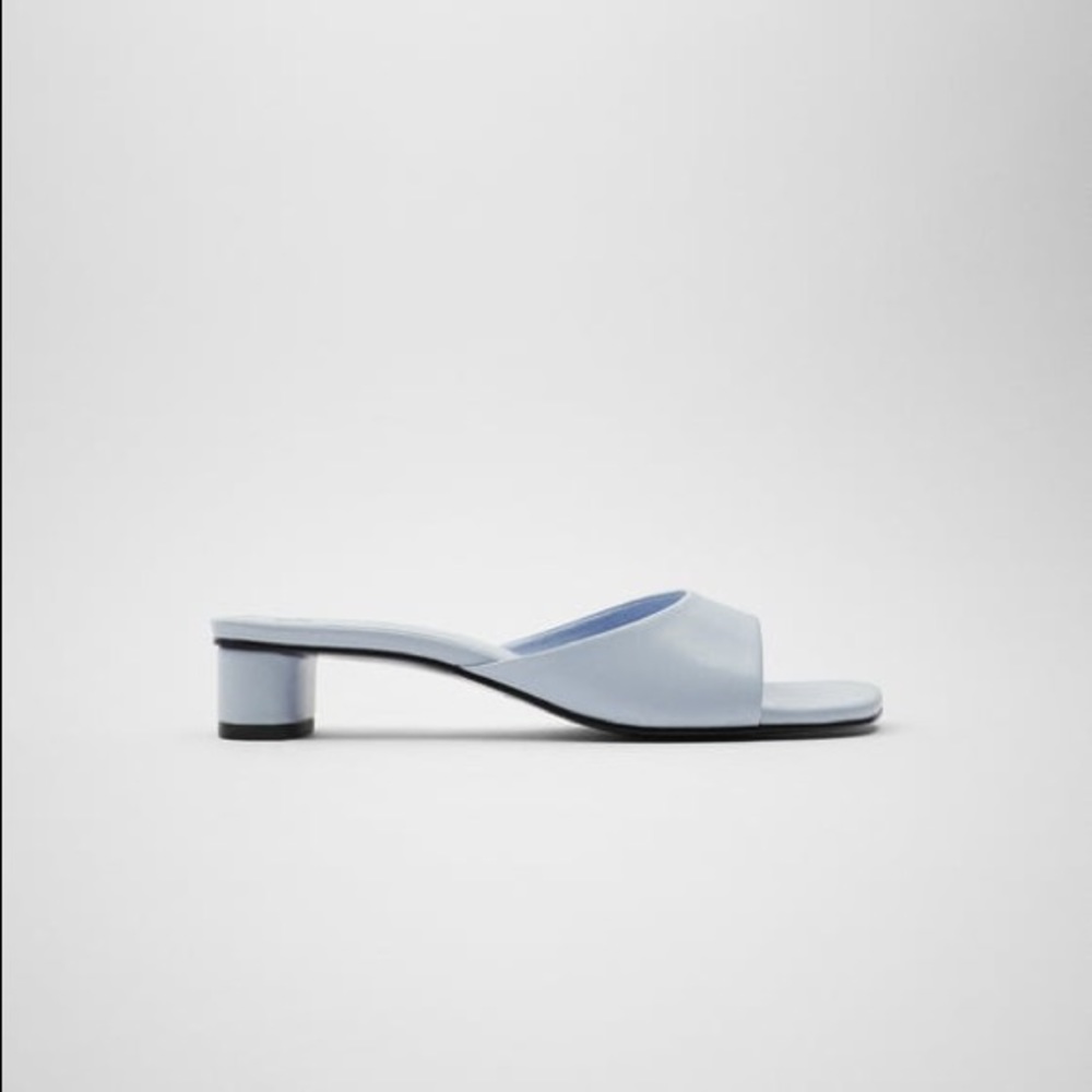 Zara Block Heel Square Toe Mules, Sz 37